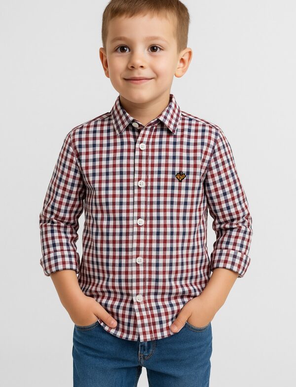 Red Stripe Boys Collar Shirt 3/4 Years